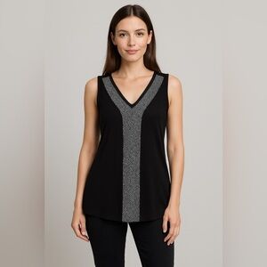 👚 Will Smith Black Sleeveless Embroidered V-Neck Blouse - Size Small 🌟